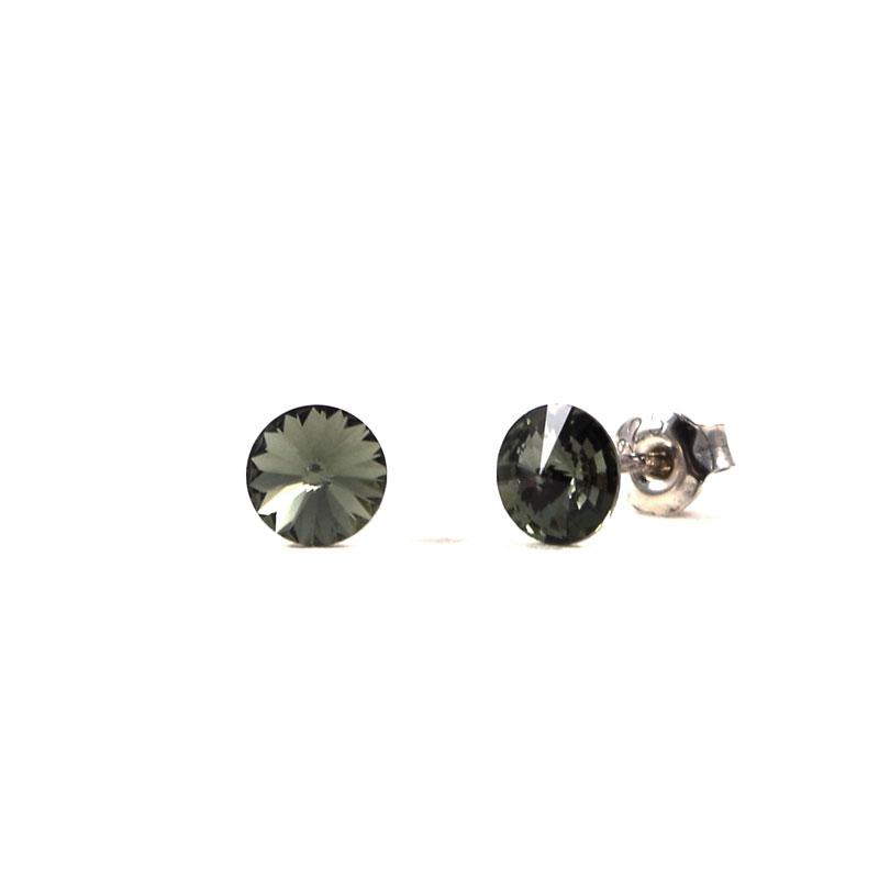 Srebrni uhani Cute Spot Black Diamond Swarovski