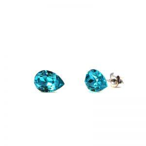 Srebrni uhani Tear S Light Turquoise Swarovski