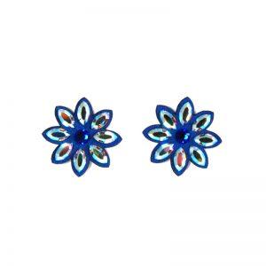 Modni uhani Alcantara Flower Blue Swarovski