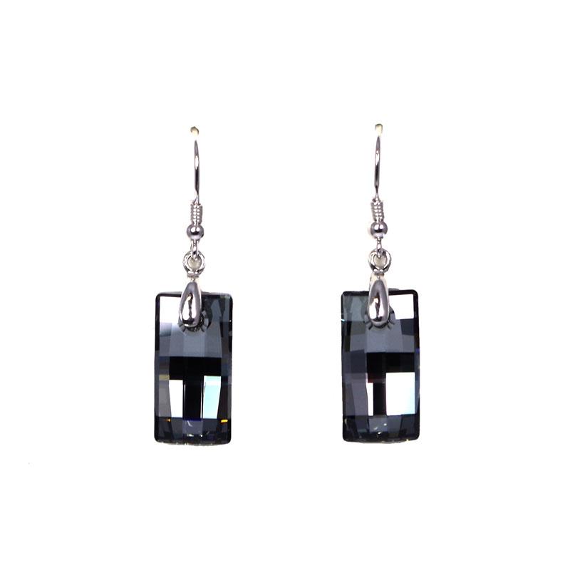 Srebrni uhani Urban Silver Night Swarovski