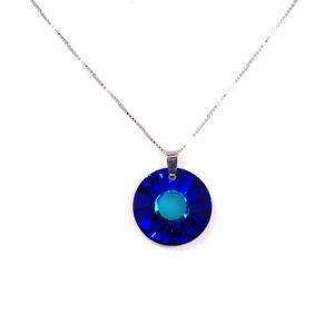 Srebrna ogrlica Sun Bermuda Blue Swarovski