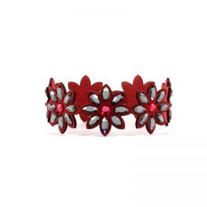 Modna zapestnica Alcantara Lux Flower Red Swarovski