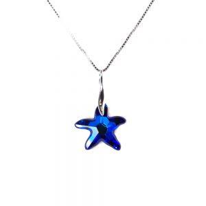 Srebrna ogrlica Starfish Bermuda Blue Swarovski