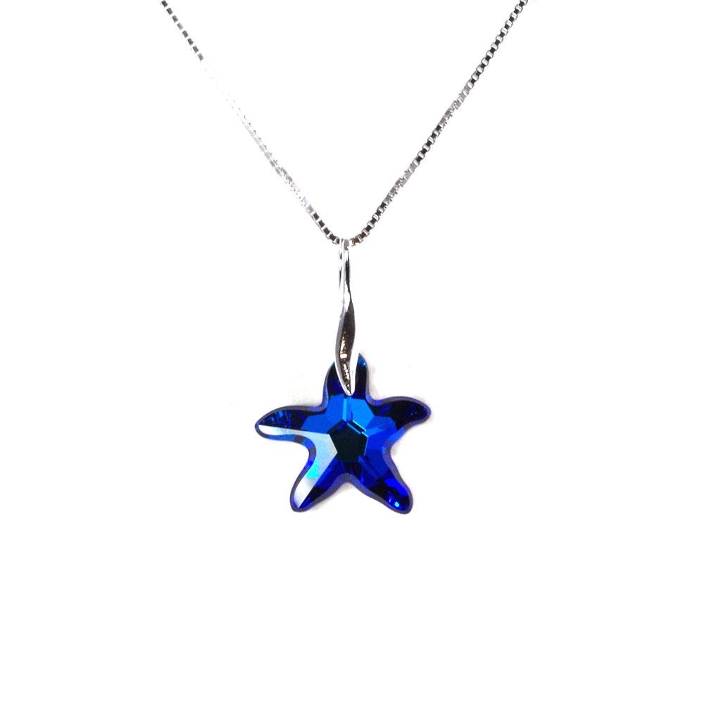Srebrna ogrlica Starfish Bermuda Blue Swarovski