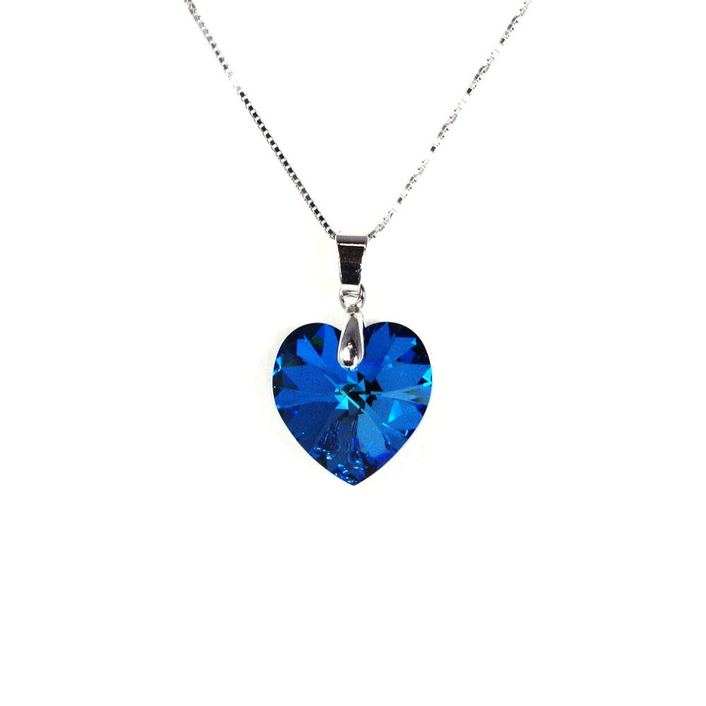 Srebrna ogrlica Heart Bermuda Blue Swarovski