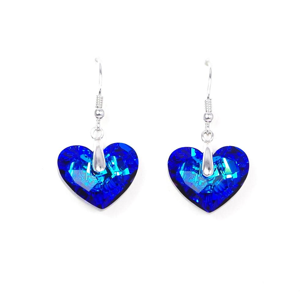 Srebrni uhani Miss Heart Bermuda Blue Swarovski