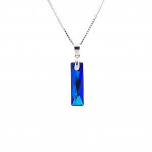 Srebrna ogrlica Queen Baguette Bermuda Blue Swarovski