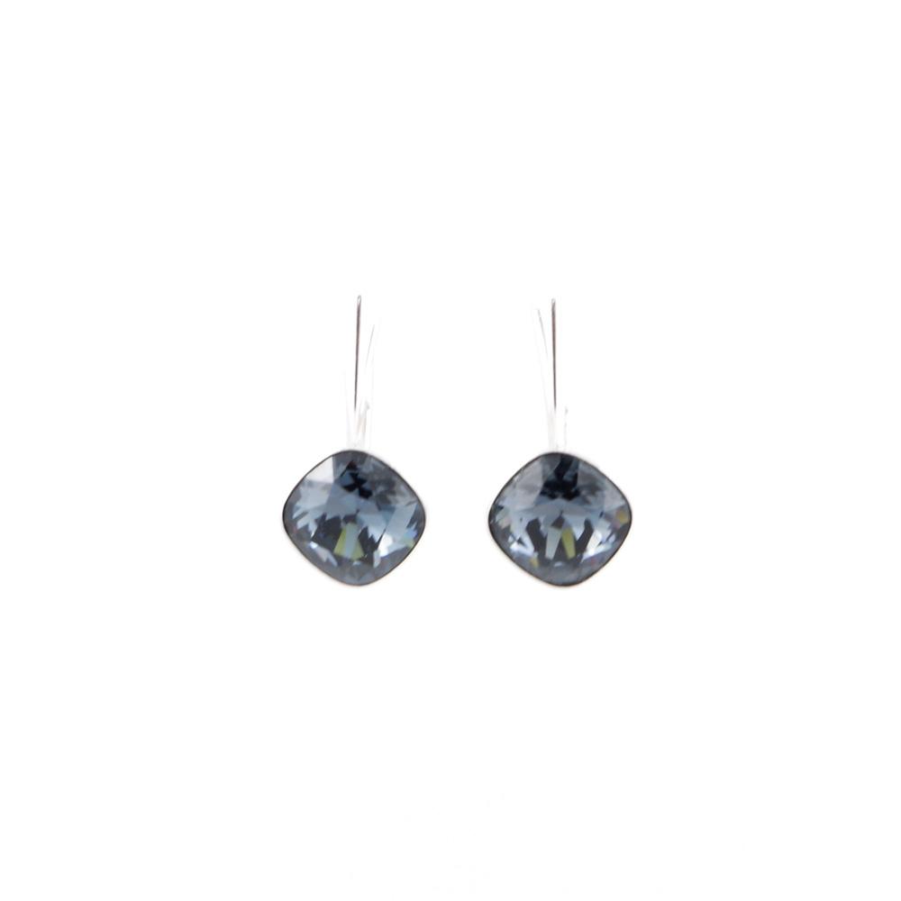 Srebrni uhani Rivoli Square Graphite Swarovski