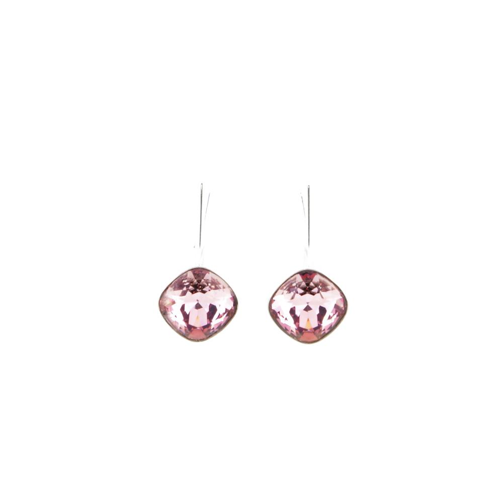 Srebrni uhani Rivoli Square Antique Pink Swarovski