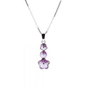 Srebrna ogrlica Flower Lux Violet Swarovski