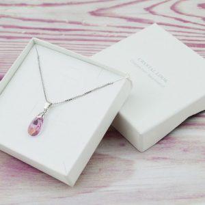 Srebrni nakit - Srebrna ogrlica Pear S Light Amethyst Swarovski