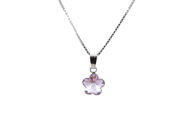 Srebrna ogrlica Flower Violet Swarovski