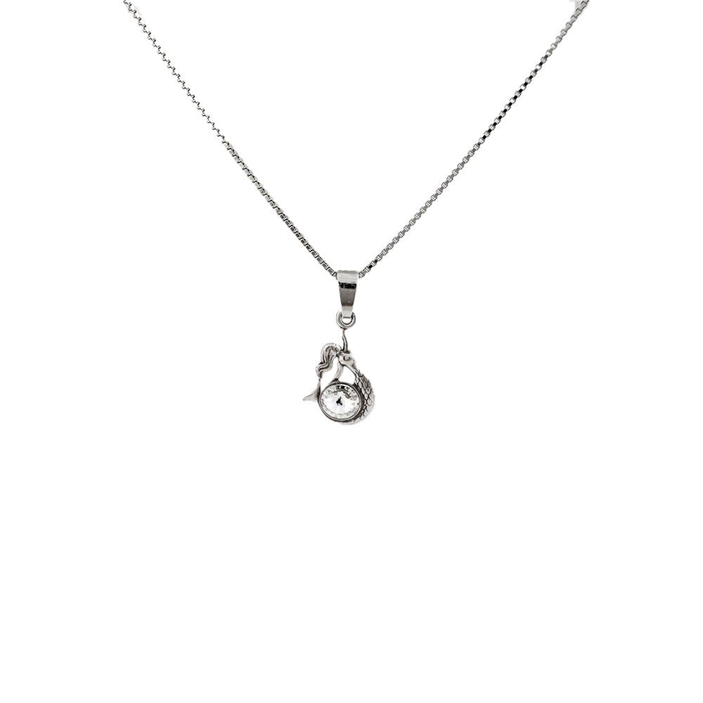 Otroška srebrna ogrlica Morska deklica kristal Swarovski