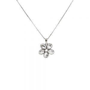 Srebrna ogrlica Flower Crystal Swarovski