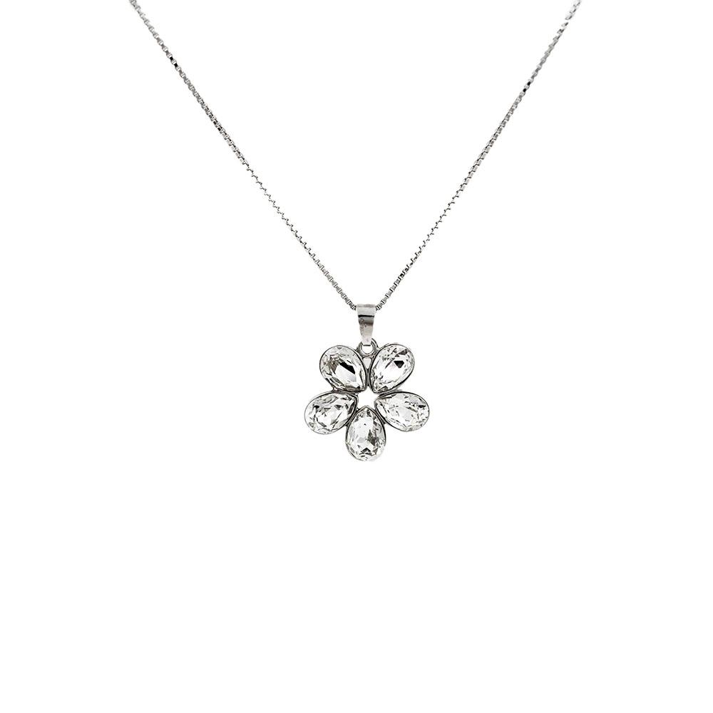 Srebrna ogrlica Flower Crystal Swarovski