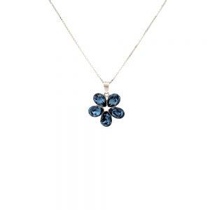 Srebrna ogrlica Flower Denim Blue Swarovski