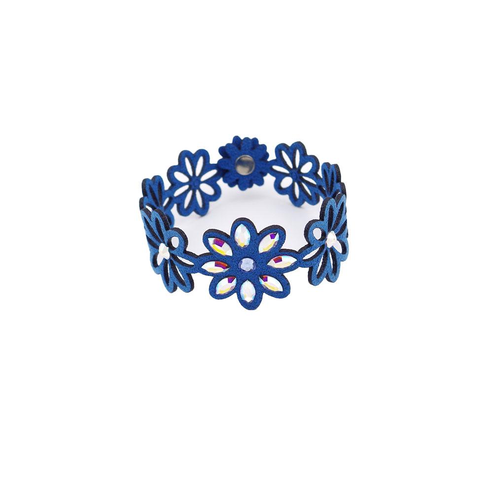 Modna zapestnica Alcantara Flower Blue Swarovski