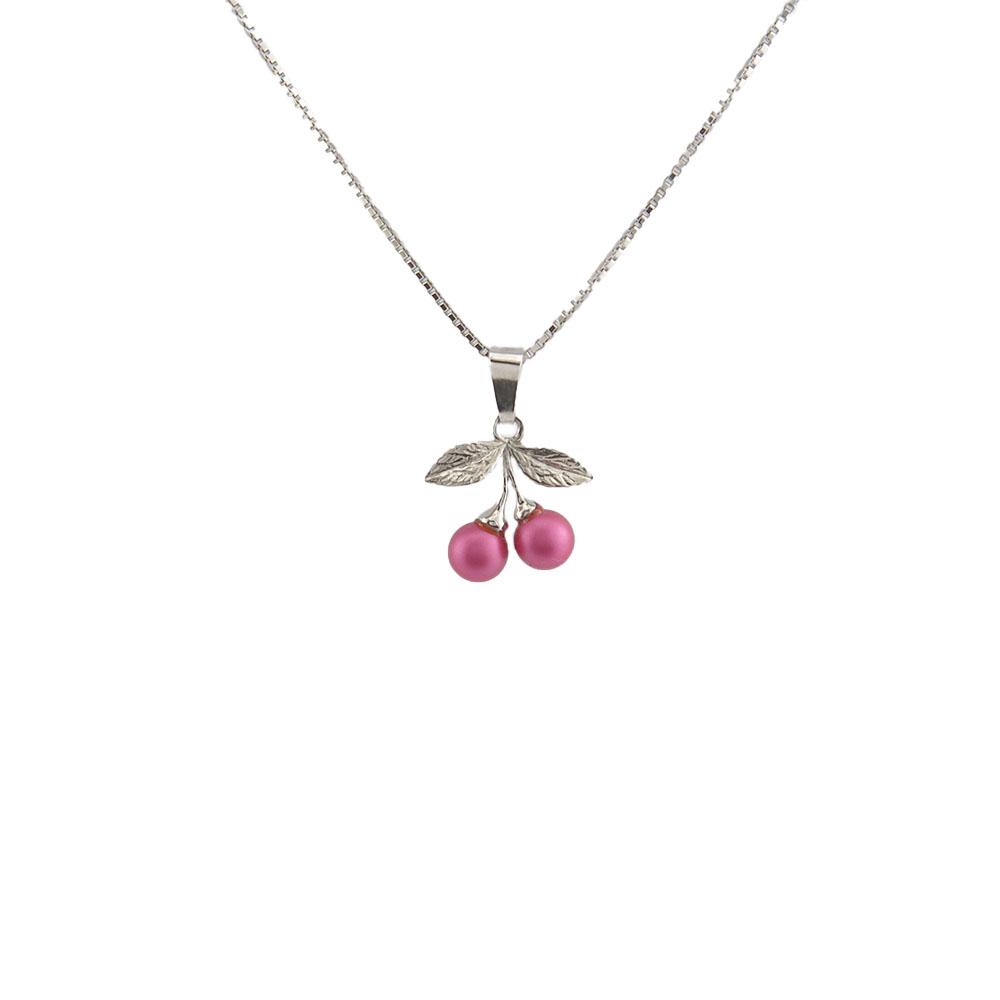 Srebrna ogrlica Cherry Pink Pearl