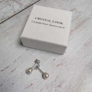 Srebrni uhani pearl Cute Crystal